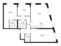 Планировка 4-комнатной квартиры, 115,41 м2