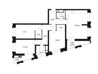 Планировка 3-комнатной квартиры, 98,23 м2