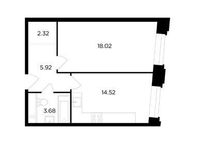 Планировка 1-комнатной квартиры, 44,46 м2