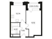 Планировка 1-комнатной квартиры, 35,46 м2