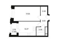 Планировка 1-комнатной квартиры, 40,4 м2