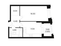 Планировка 1-комнатной квартиры, 41,69 м2