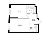 Планировка 2-комнатной квартиры, 48,61 м2
