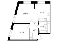 Планировка 2-комнатной квартиры, 57,34 м2