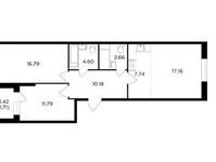 Планировка 3-комнатной квартиры, 72,63 м2