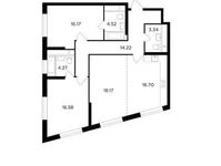 Планировка 3-комнатной квартиры, 93,93 м2