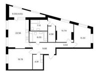 Планировка 3-комнатной квартиры, 109,95 м2