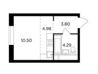Планировка 1-комнатной квартиры, 23,57 м2