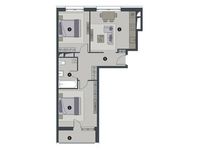 Планировка 2-комнатной квартиры, 59,9 м2
