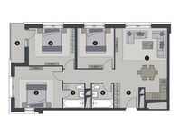 Планировка 3-комнатной квартиры, 81,2 м2