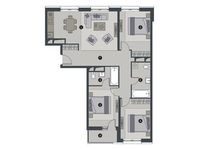 Планировка 3-комнатной квартиры, 84,1 м2