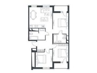 Планировка 3-комнатной квартиры, 82,5 м2