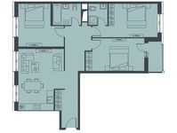 Планировка 3-комнатной квартиры, 90,7 м2