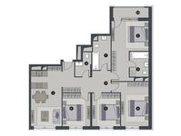 Планировка 4-комнатной квартиры, 105 м2