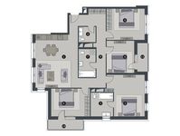 Планировка 4-комнатной квартиры, 126,7 м2
