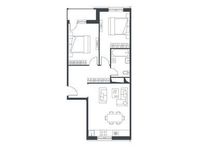 Планировка 2-комнатной квартиры, 61,4 м2