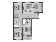 Планировка 3-комнатной квартиры, 82,6 м2