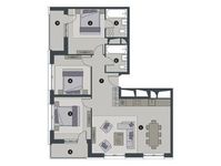 Планировка 3-комнатной квартиры, 82,2 м2