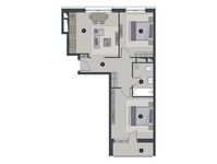 Планировка 2-комнатной квартиры, 60,5 м2
