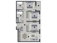 Планировка 3-комнатной квартиры, 75,9 м2