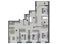 Планировка 4-комнатной квартиры, 105 м2