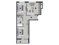 Планировка 4-комнатной квартиры, 108,1 м2