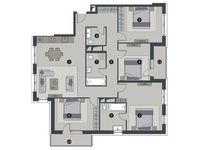 Планировка 4-комнатной квартиры, 126,7 м2