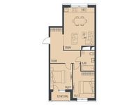 Планировка 2-комнатной квартиры, 64,1 м2