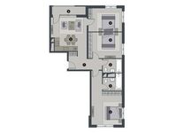 Планировка 3-комнатной квартиры, 88 м2