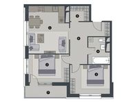 Планировка 2-комнатной квартиры, 65 м2