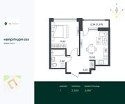 Планировка 1-комнатной квартиры, 34 м2