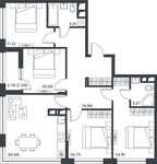 Планировка 4-комнатной квартиры, 89,57 м2