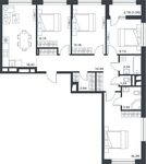 Планировка 4-комнатной квартиры, 94,65 м2