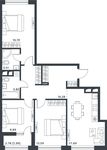 Планировка 3-комнатной квартиры, 81,45 м2