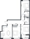 Планировка 3-комнатной квартиры, 78,49 м2