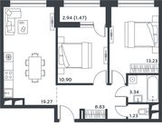 Планировка 2-комнатной квартиры, 57,59 м2