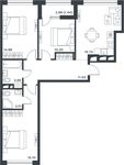 Планировка 3-комнатной квартиры, 77,38 м2