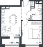 Планировка 1-комнатной квартиры, 37,94 м2