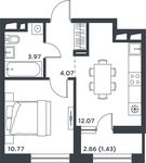 Планировка 1-комнатной квартиры, 31,9 м2