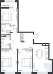Планировка 3-комнатной квартиры, 79,42 м2