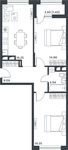 Планировка 2-комнатной квартиры, 61,06 м2
