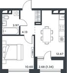 Планировка 1-комнатной квартиры, 32,18 м2
