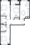 Планировка 3-комнатной квартиры, 79,71 м2
