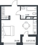Планировка квартиры студии, 30,14 м2