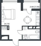 Планировка квартиры студии, 30,11 м2