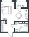 Планировка квартиры студии, 27,53 м2