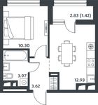 Планировка 1-комнатной квартиры, 31,83 м2