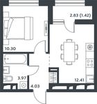 Планировка 1-комнатной квартиры, 31,73 м2