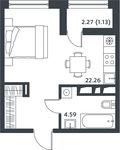 Планировка квартиры студии, 27,53 м2