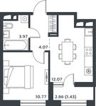 Планировка 1-комнатной квартиры, 31,9 м2